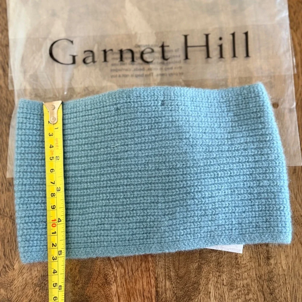 Garnet Hill Cashmere Headband Women OS Blue Ribbed Twist‎ Knit Ear Warmer NEW